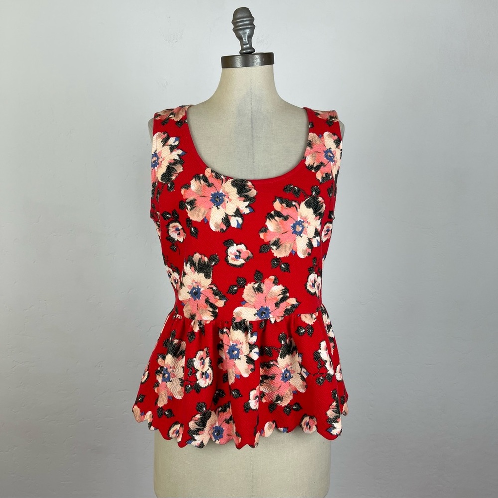 Anthropologie Postmark Floral Open Back Peplum Tank Top